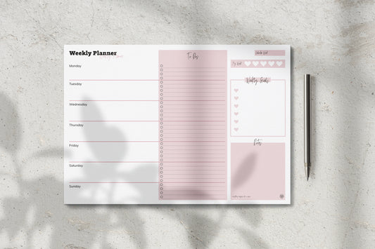 Weekly Planner - wöchentlicher Notizblock To Dos in rosa